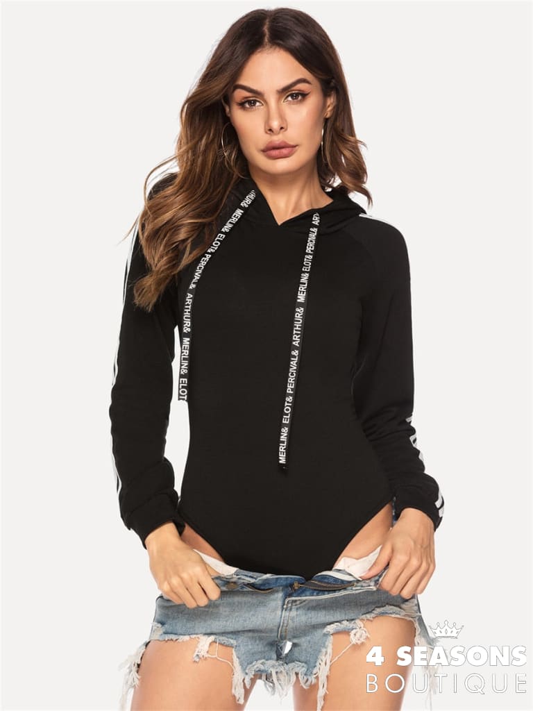 Bodysuit Women Sexy Slim Long Sleeve Bandage Body Feminino Hoodied Rompers Overalls Bodycon Jumpsuit
