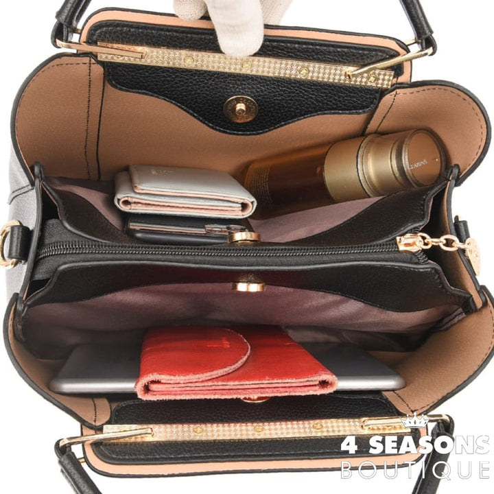 Women Soft Leather Handbags Luxury Designer 3 Layers Shoulder Crossbody Bags Ladies Large Capacity