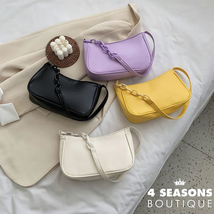 Female Leather Solid Color Chain Handbag Retro Casual Women Totes Shoulder Bags Fashion Exquisite