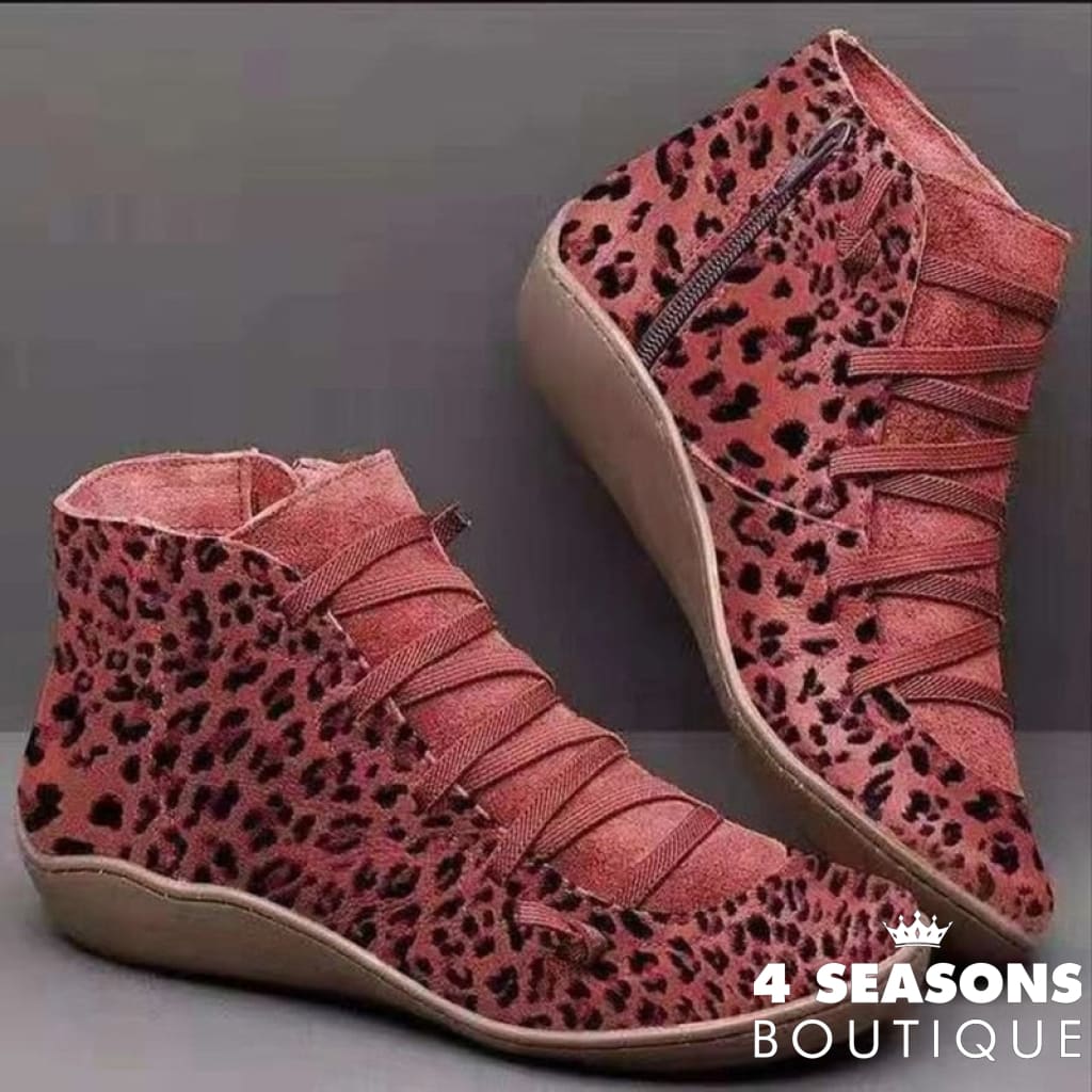 Bota Animal Print Vermelha / 35