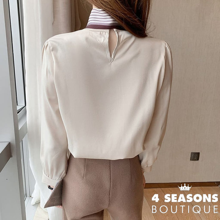 H Han Queen New 2022 Office Shirt Womens Blouses Bow Vintage Work Casual Tops Chiffon Blouse Elegant
