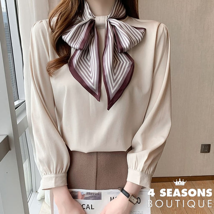 H Han Queen New 2022 Office Shirt Womens Blouses Bow Vintage Work Casual Tops Chiffon Blouse Elegant