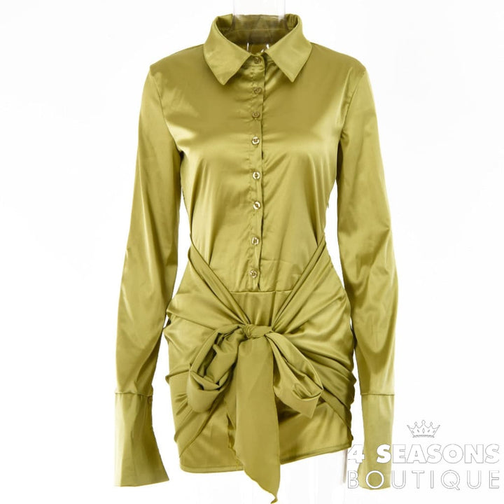Chemise Cetim Laço Verde / S