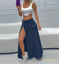 White with Navy Blue