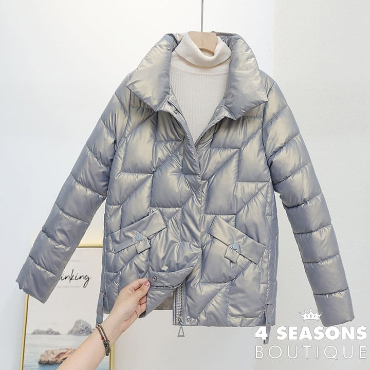 Women Jacket 2022 New Winter Parkas Female Glossy Down Cotton Jackets Stand Collar Casual Warm Parka