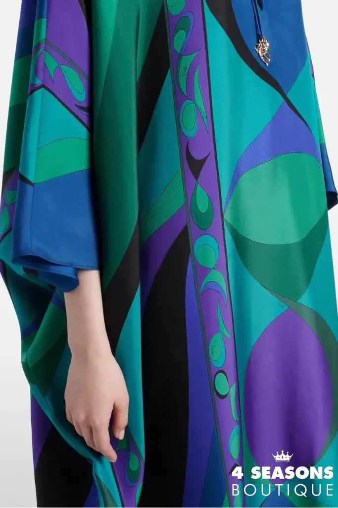 Psychedelic Swirling Iride Satin Kaftan