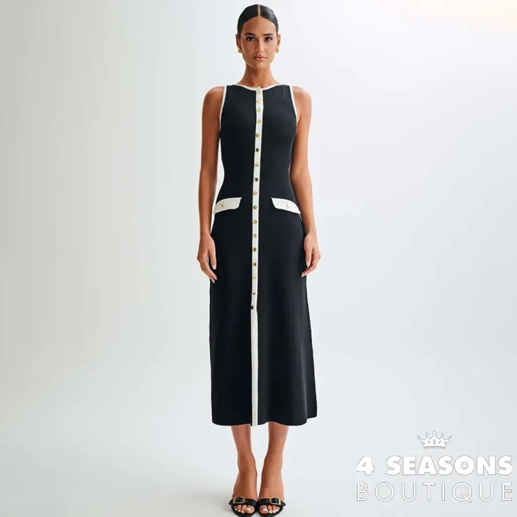 Vestido Astrid Preto Com Branco / P